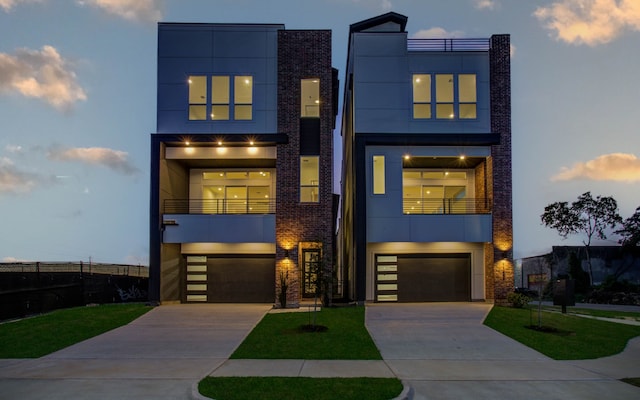 contemporary home with a garage