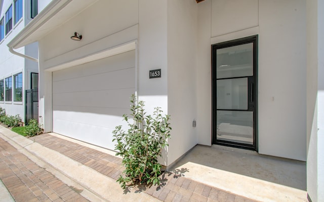 exterior space featuring a garage