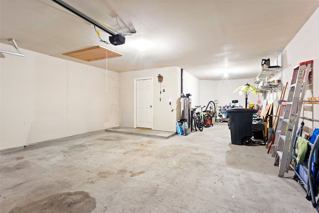 garage with a garage door opener