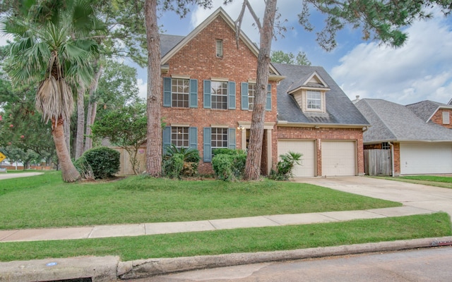 view of front of house with a garage and a front yard