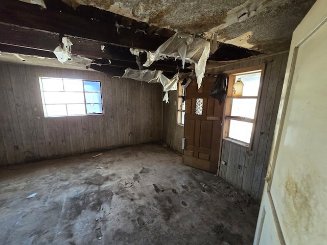 interior space with wooden walls