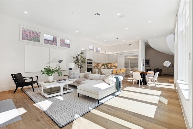 living room featuring light hardwood / wood-style flooring