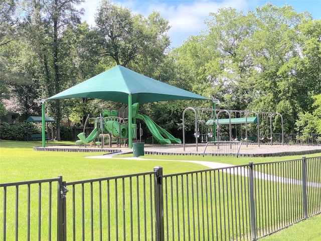 view of playground featuring a lawn