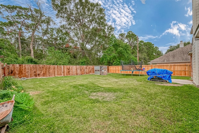 view of yard with a trampoline