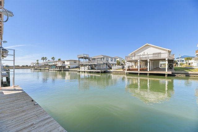 dock area featuring a water view