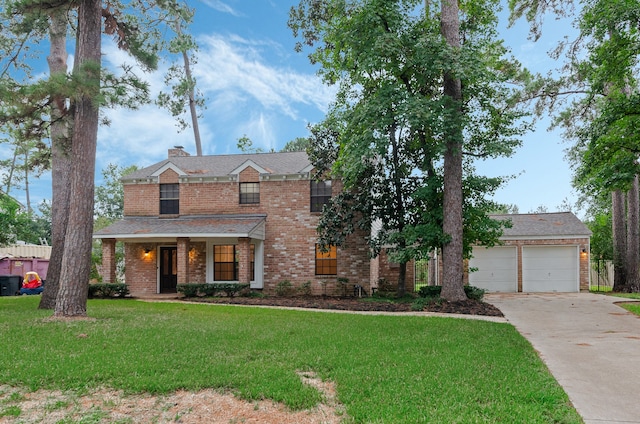 view of front of house featuring a garage and a front yard