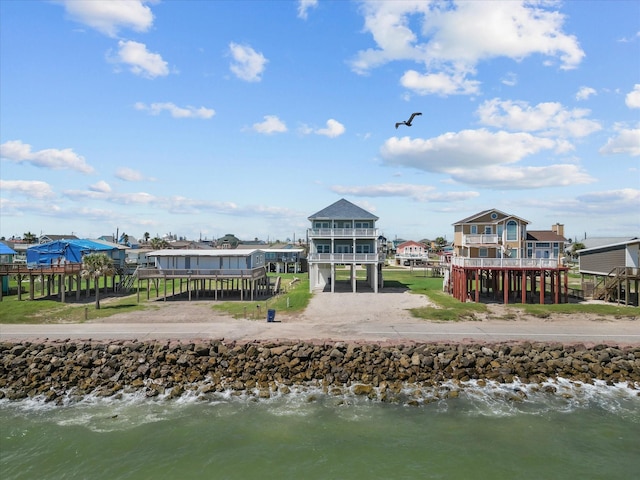 exterior space featuring a water view