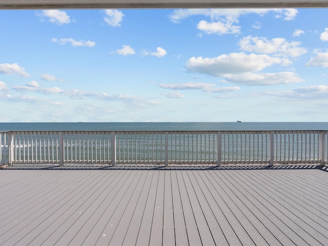 deck featuring a water view