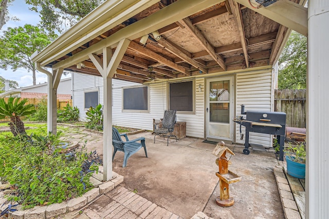 view of patio / terrace featuring a grill