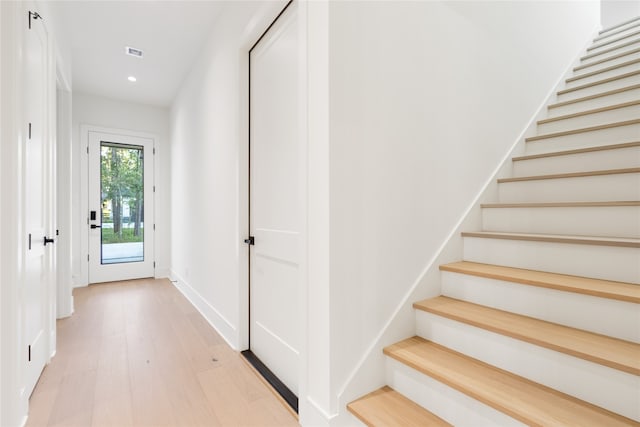 interior space with light hardwood / wood-style floors