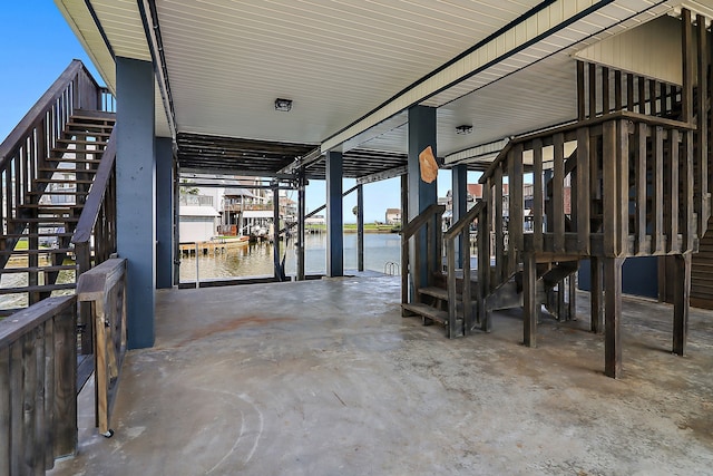 view of patio / terrace with a water view