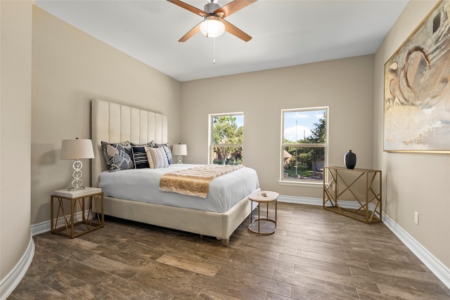 bedroom featuring ceiling fan