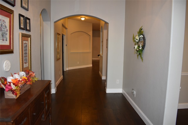 hall featuring dark hardwood / wood-style flooring