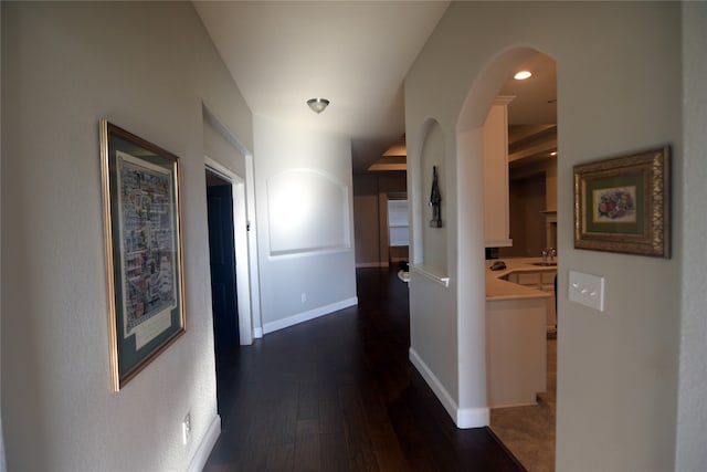 hall featuring dark hardwood / wood-style floors