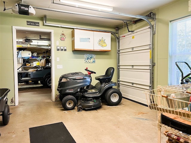 garage with a garage door opener