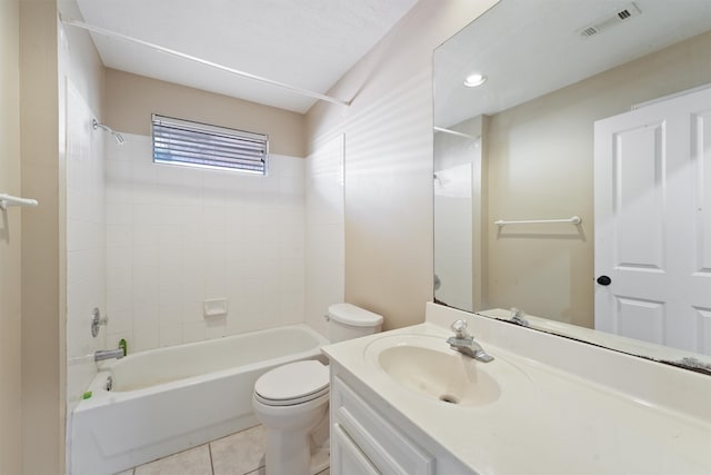 full bathroom featuring tile patterned flooring, vanity, toilet, and shower / bathing tub combination