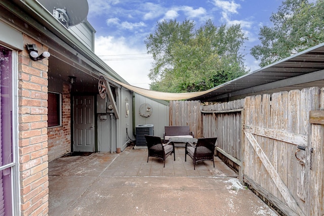 view of patio featuring central air condition unit