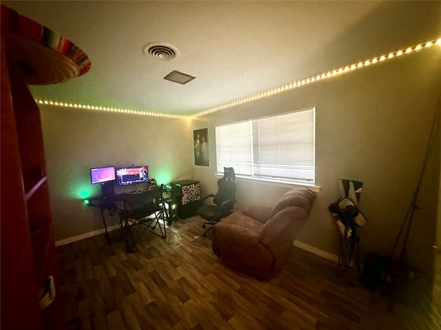 living area featuring dark hardwood / wood-style flooring