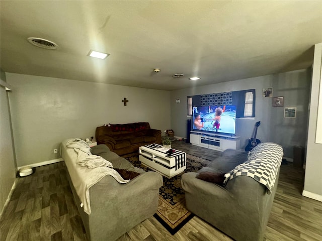 living room featuring wood-type flooring