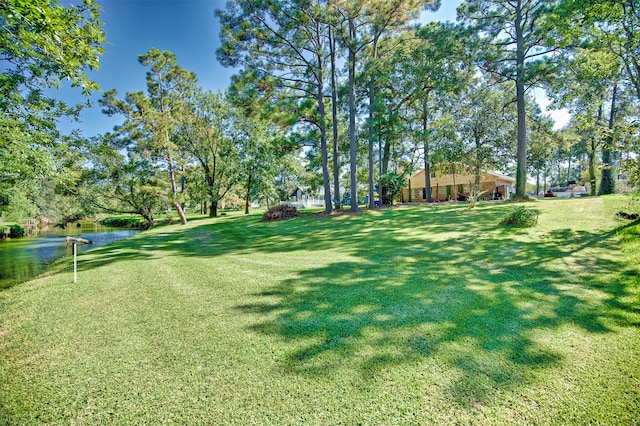 view of yard featuring a water view