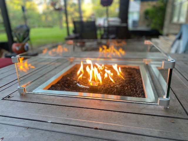 details featuring an outdoor fire pit