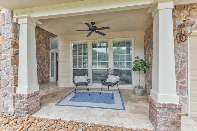 view of patio / terrace featuring ceiling fan