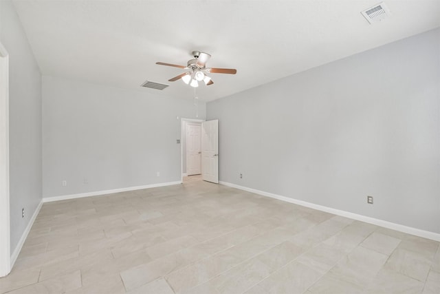 spare room featuring ceiling fan