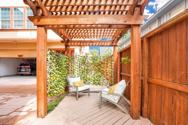 deck featuring a pergola