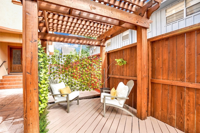 wooden deck with a pergola