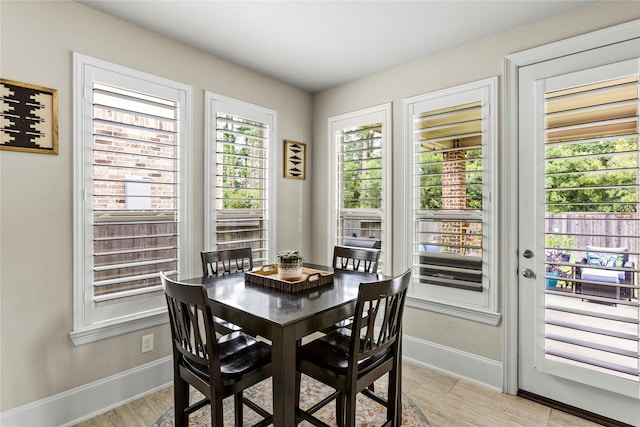 dining room with a healthy amount of sunlight and light wood-type flooring