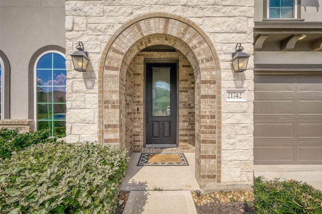 entrance to property with a garage