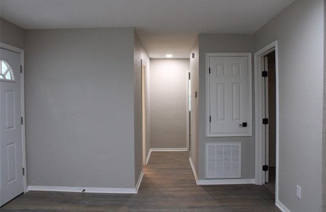 hall featuring dark hardwood / wood-style floors