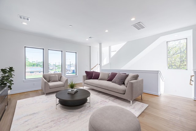 living room featuring light hardwood / wood-style flooring