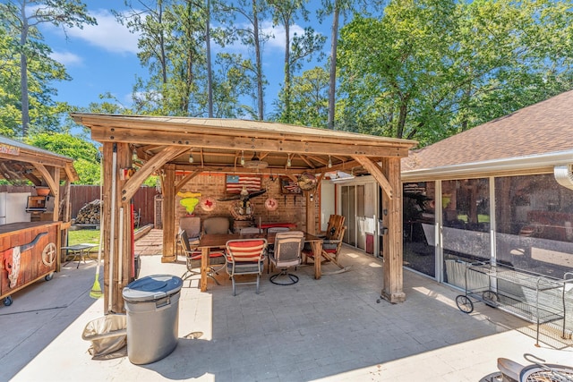 view of patio featuring a gazebo