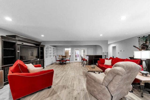 living room featuring light hardwood / wood-style floors