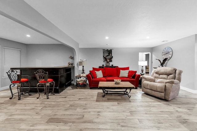 living room featuring light hardwood / wood-style flooring