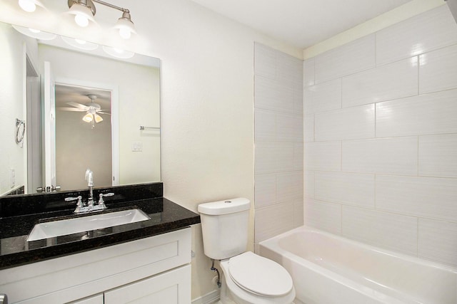 5005 Mallow St A/B, Unit A/B Houston, TX 77033 - bathroom with toilet, a ceiling fan, vanity, and shower / bathtub combination