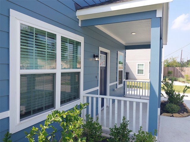 exterior space featuring covered porch