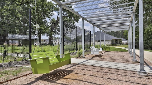 view of patio featuring a pergola