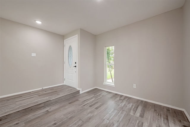 foyer entrance featuring light wood-type flooring