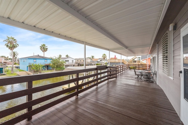 deck with a water view