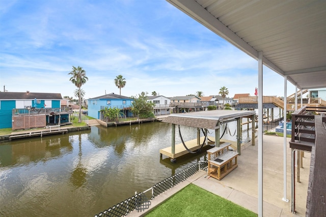 view of dock featuring a water view