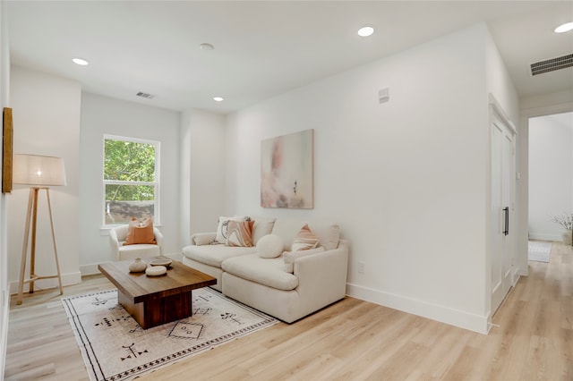 living room featuring light wood-type flooring