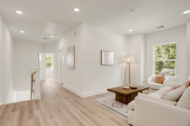 living room featuring light wood-type flooring