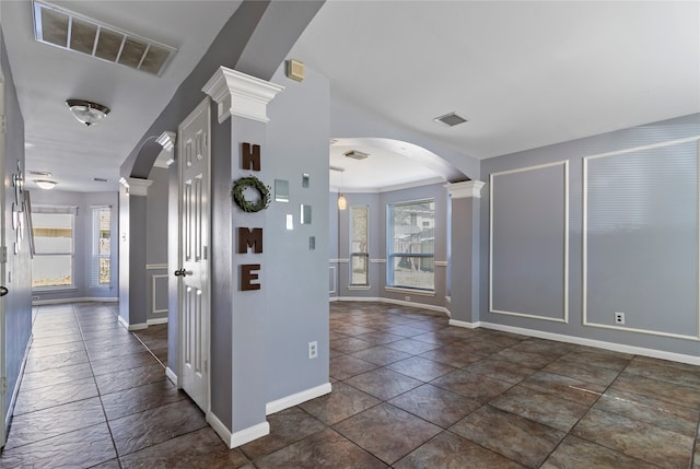 interior space featuring ornate columns