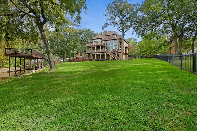 view of yard featuring a deck