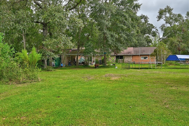 view of yard featuring a trampoline