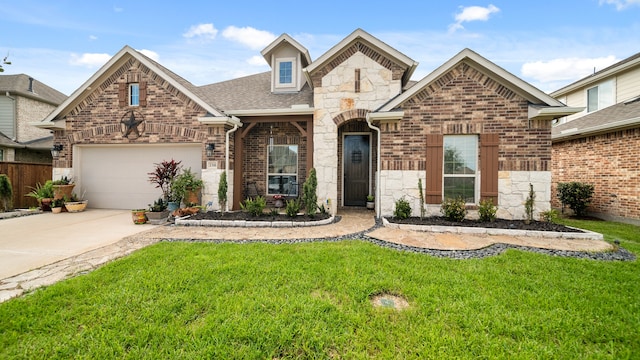 view of front property with a garage and a front yard