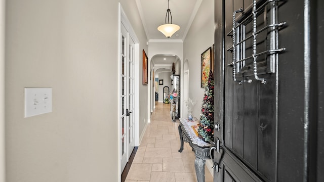 hallway with ornamental molding