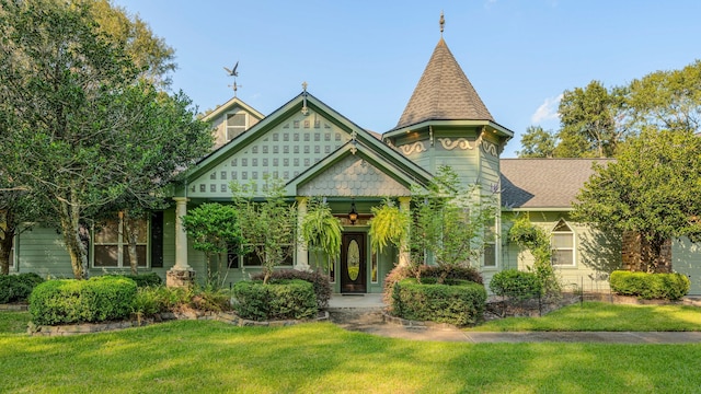 view of front of property with a front lawn